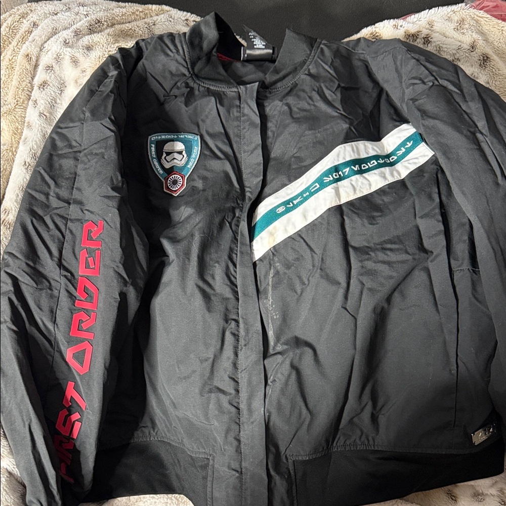 Star Wars Black Varsity Jacket with Red and Green Accents